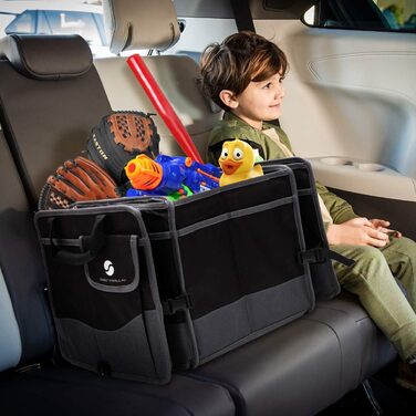 Органайзер для багажника з охолодженням, складаний контейнер для зберігання з антиковзним покриттям, великі відділення, водонепроникний, для автомобіля, седана, позашляховика, пікапа, фургона Чорний