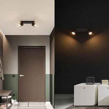 Стельовий прожектор 2 полум'я чорний, GU10 Стельовий світильник Прожектор поворотний, точковий світильник поворотний стельовий спо