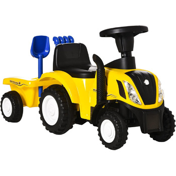 Дитячий автомобіль-гірка New Holland Дитячий автомобіль-гірка Дитячий автомобіль Класичний автомобіль ходунки з клаксоном Пластик Метал Жовтий 91 x 29 x 44 см