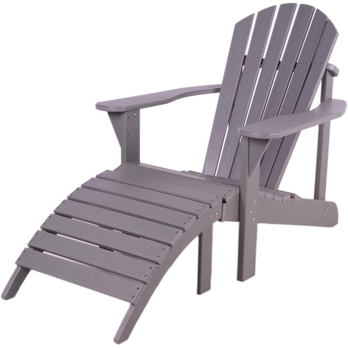 Садове крісло MaximaVida Adirondack з підставкою для ніг Montreal Grey Plastic - Низькі витрати на догляд