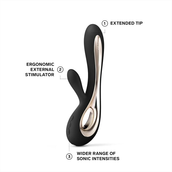 Вібратор LELO SORAYA 2 Rabbit, вібратор для точки G, вібратор для фалоімітатора, вібратор для клітора для жінок, водонепроникний фалоімітатор для жінок, зі стимуляцією клітора та вібрацією для жінок, чорний