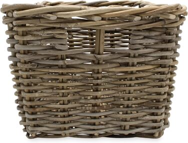 Прямокутний кошик для зберігання з ротанга, колір &quotшеббі сірий&quot - 44 x 33 см - Плетений кошик з полицями з верби та ручками - Дерев&39яний кошик, вербовий кошик, ротанговий кошик, дерев&39яний декоративний кошик, полиця для ванної кімнати, органай