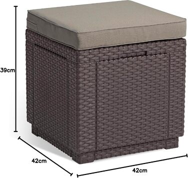 Табурет з подушкою Cube w/подушка, вид ротанга, пластик, коричневий, 206721