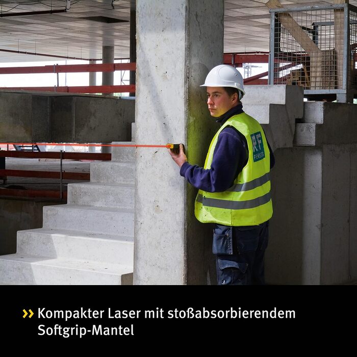 Лазерний далекомір STABILA LD 320, дальність вимірювання до 60 м, 8 функцій вимірювання (площа, об'єм, теорема Піфагора, MIN/MAX), IP 40, сумка, ремінець на руку, батарейки в комплекті (2 x AAA)