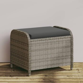 Табурет садовий з подушкою сірий 58x46x46 см Poly Rattan,365734