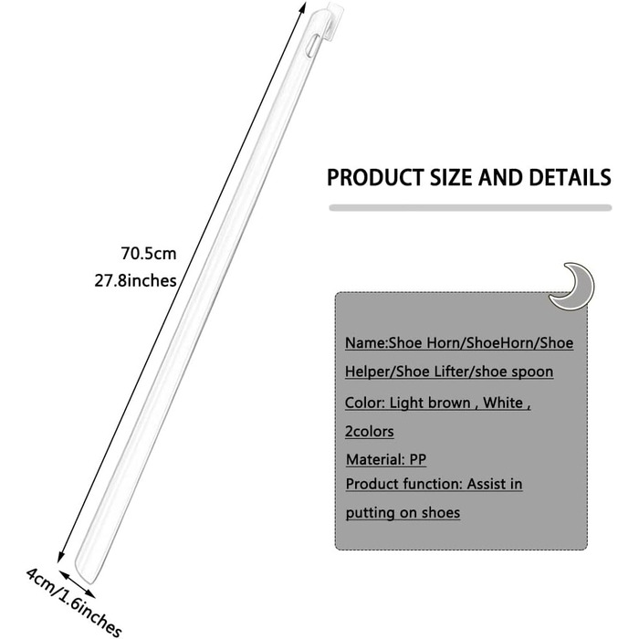 Для людей похилого віку, домашнє господарство, наддовгий поліпропіленовий ріжок, зручне зберігання, помічник для взуття з магнітною адсорбцією, інструмент для носіння взуття білий 70,5 * 4 см