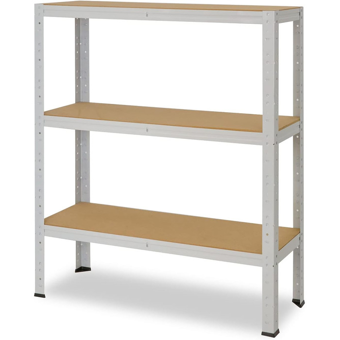 Офічна полиця для зберігання, Міцна офісна полиця, Світло-сірий/Метал, Офічна полиця з 3 полицями/Полиця в підвалі, Полиця для майстерні/Навісний стелаж, Метал, Вантажопідйомність 175 кг/Офічна полиця для файлів, В 100 см / Ш 90 см / Г 60 см, 100x90x60