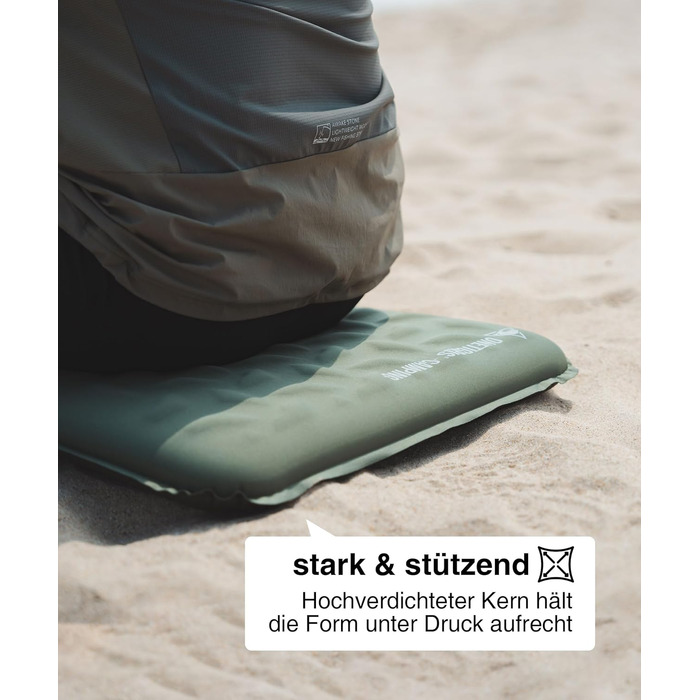 Самонадувальна подушка для сидіння 41 x 33 x 4 см, Складана подушка для сидіння на вулиці, Надлегка подушка для кемпінгу 150 г, Надувна подушка для походів, пікніків, Зелений рейнджер