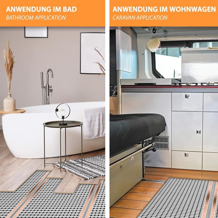 М Mi-Heat Карбонова нагрівальна плівка 12V AC/DC шириною 40 см 130 Вт/м - Підігрів підлоги для караванів, контроль температури акумуляторів, обігрів тераріумів, інкубаторів, теплиць 2,5 метра, 2,5