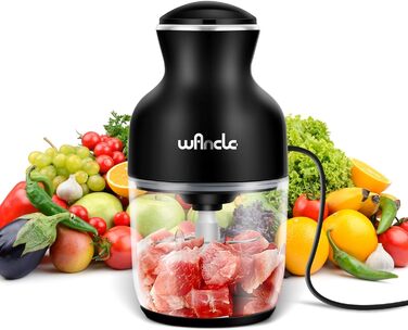 Електричний подрібнювач, подрібнювач 350 Вт, подрібнювач 600 мл, кухонний подрібнювач, тихий і простий у використанні (чорний)