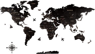 Карта світу настінне оздоблення з дерева, чорна карта світу карта подорожей настінне оздоблення настінне мистецтво для офісу, віта