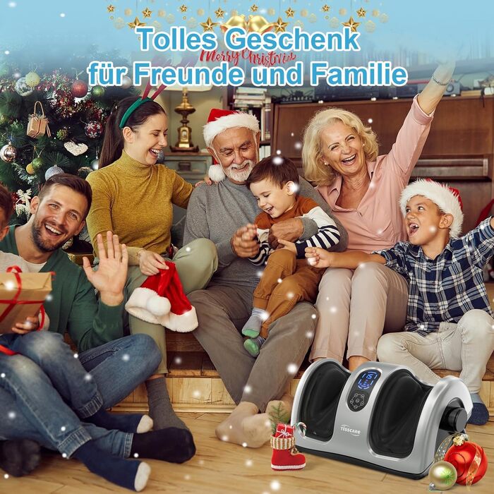 Масажер для ніг TISSCARE Shiatsu з нагріванням, масажер для ніг для підошовного фасціїту, невропатії та знеболення, електричний масажер для стоп і ніг, глибокий масаж тканин, подарунок для чоловіків і жінок