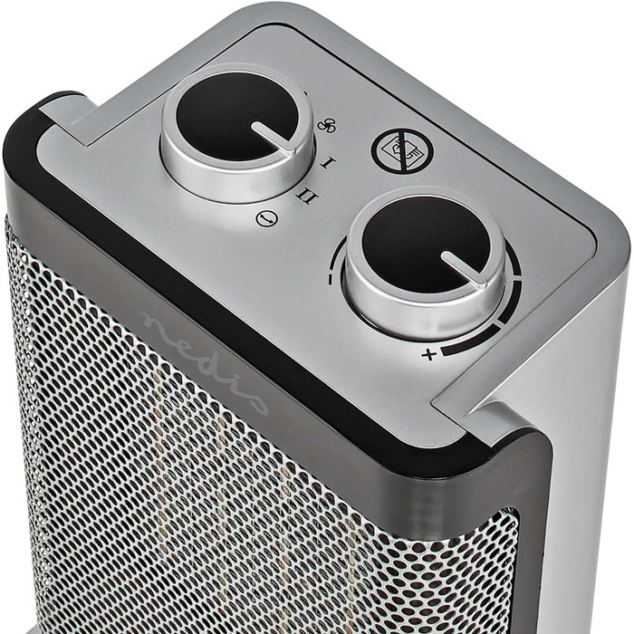 Керамічний PTC вентилятор-обігрівач - 1000/1500 Вт - 2 режими нагріву - Регульований термостат - Функція коливання - Захист від перегріву та перекидання - Сірий, 17GY -