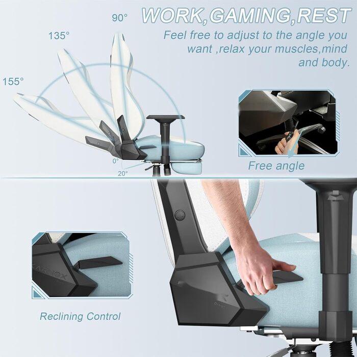 Геймерське крісло світло-блакитного кольору для підлітків з підставкою для ніг, підголівником та поперековою опорою Ергономічне офісне крісло з регулюванням висоти