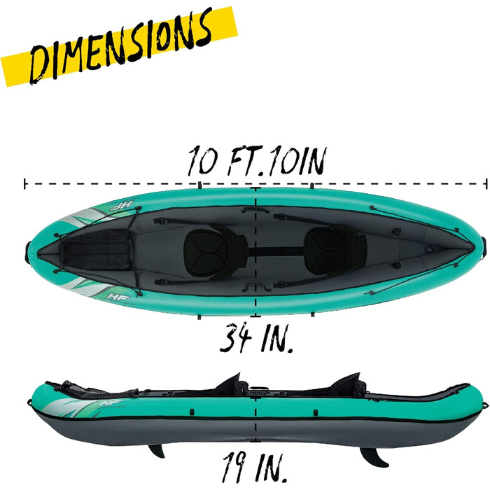 Надувний човен Bestway Hydroforce Ventura Kayak для 2 осіб з ручним насосом, веслом та сумкою для зберігання, двомісний каяк, новий
