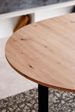 Круглий розкладний обідній стіл Newfurn 100140 см сучасний функціональний стіл з дикого дуба, скандинавський дизайн, стабільний та гнучкий для їдальні. Антрацит / Дикий дуб. Круглий 100-140 см.