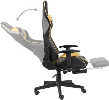 Ігрове крісло з підставкою для ніг, обертове, золотистий ПВХ, офісне крісло, масажне ігрове крісло для ПК