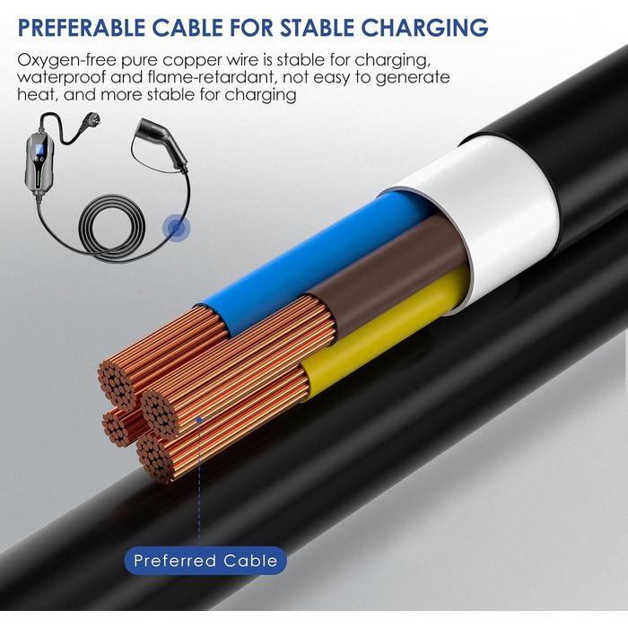 Зарядний кабель для електромобілів тип 2 7,5 м Zimking 6/8/10/13/16 А Регульовані зарядні пристрої для електромобілів з цифровим д
