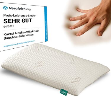 Подушка KNERST для сну на животі - Ергономічна подушка для максимального комфорту - Подушка з підтримкою шиї - Подушка з піни з ефектом пам&39яті - Подушка для сну - Плоска подушка для сну на животі Висота 6 см Висота 6 см