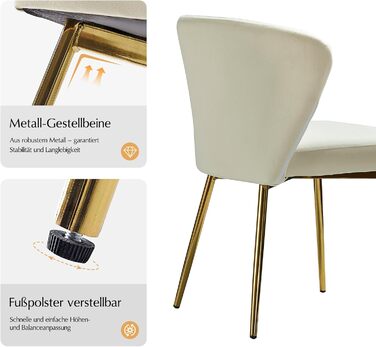 Сучасні обідні стільці, оксамитові кухонні стільці, обідні стільці з металевими ніжками, туалетний стілець для вітальні, бежевий 1 бежевий