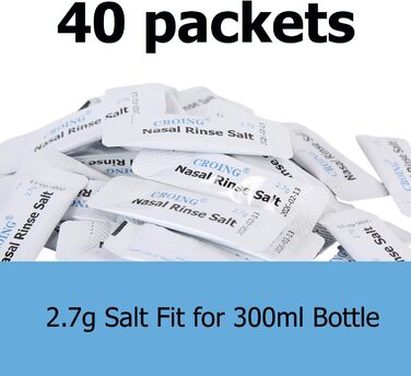 КРОІНГ - 40 шт. сіль 1 шт. промивання носа (300мл) - неті горщик, промивання носа промивання носа очищення носа, промивання носових пазух