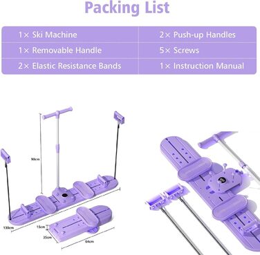 Дошка для пілатесу-реформера для домашнього використання, тренажер для м&39язів тазового дна, лижний тренажер, знімні ручки для віджимань, фітнес-дошка, тренажер для тренування м&39язів тазового дна для жінок, силові тренування та корекція фігури