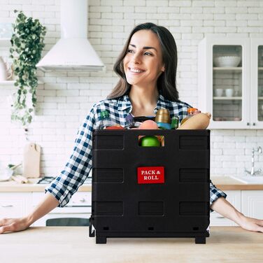 Складний візок для покупок Relaxdays з телескопічною ручкою, колесами, вантажопідйомність до 35 кг, об'єм 50 літрів, чорно-сірий