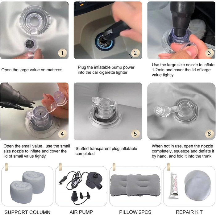 Автомобільний надувний матрац для VW Polo Golf 4 5 6 7 8 Lavida Plus Bora, портативний потовщений надувний матрац для багажника на заднє сидіння, аксесуар для подорожей та кемпінгу, H-чорний 03