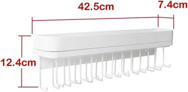 Підвісний органайзер для ювелірних виробів, тримач для намиста, браслетів, настінне кріплення, папка-ланцюжок з 25 гачками (білий/12 x 42 x 7 см) - MK124C