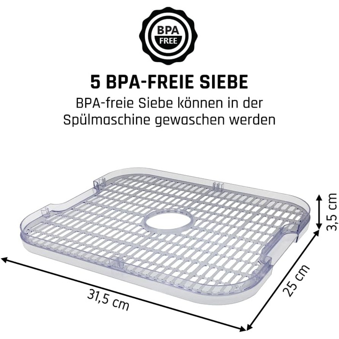 Дегідратор, 450 Вт, 4000 см2, таймер на 24 години, LED-дисплей, нержавіюча сталь INOX, без BPA, модульна конструкція, дегідратор для їжі, грибів, фруктів, м'яса, риби, овочів, 01S