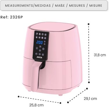 Аерофритюрниця 3.8 л Безмасляна фритюрниця 1450 Вт Аерофритюрниця Аерофритюрниця Аерофритюрниця Здорова кулінарія Світлодіодний сенсорний екран Енергозбереження (Рожевий)