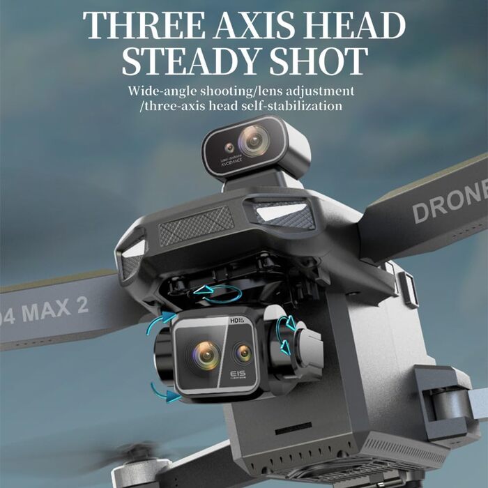 Дрон X-Verse KF104 MAX2 із камерами 4K HD EIS, пульт дистанційного керування з екраном, дистанційне керування 6 км, 3-осьовий підв