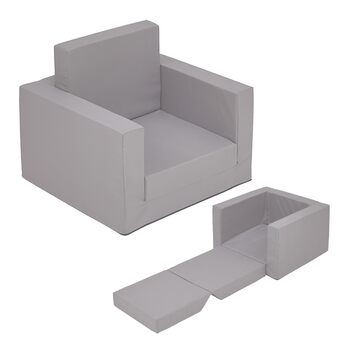 Дитяче розкладне м&39яке крісло 2-в-1 - сіре - Дитяче крісло 48 x 41 см розкладне - Дитячий диван, гостьове ліжко, дитячий диванчик, м&39яке крісло, дитячий стілець, м&39які меблі, крісло-реклайнер, крісло для читання для малюків