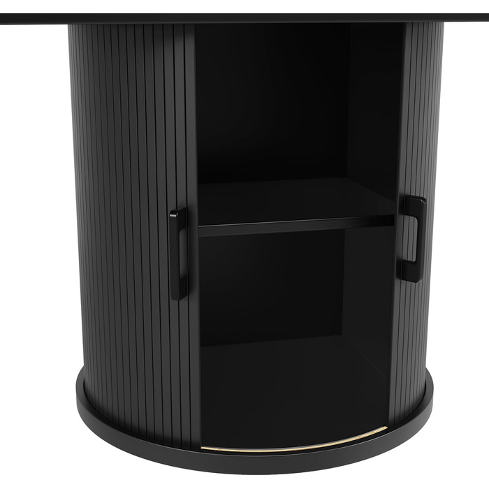 Розсувний обідній стіл, обідній стіл, кухонний стіл, розсувна стільниця, круглий обідній стіл, розкладний до овального, 118-158 см, вміщує до 6 осіб (чорний)