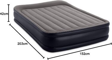 Ліжко з піднятою повітряною подушкою Intex Deluxe - Queen - 152 x 203 x 42 см - з вбудованим електричним насосом одномісне