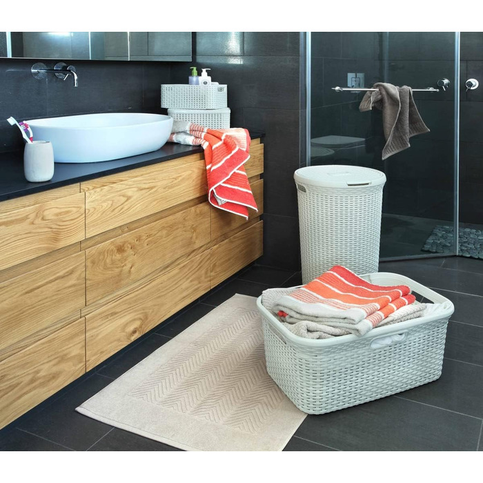 Кошик для білизни CURVER STYLE з 70 переробленого матеріалу, під ротанг, 45 л, кремовий