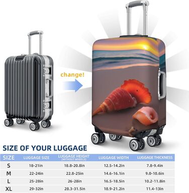 Чохол для валізи Захід Сонця на Морському Узбережжі, міцний захист для багажу, підходить для валіз розміром 45.7-81.3 см, Чорний, Великий розмір