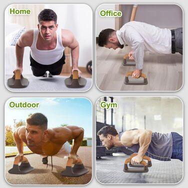 Ручки для віджимань для калістеніки - нековзні паралети, ручки для стійки на руках, міцні перекладини для віджимань, дошка для віджимань на підлозі, стійка на руках, силові тренування, вантажопідйомність 226 кг, коричневий колір стандартна опорна плита