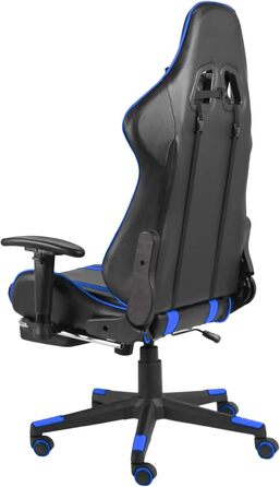 Геймерське крісло з підставкою для ніг, обертове, синій ПВХ, для дорослих, крісло для ПК, ігрове