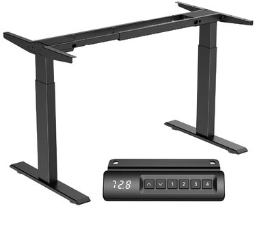 Регульована по висоті каркас столу з 2 потужними двигунами, регульована по висоті каркас столу, електрично регульовані ніжки столу з 4 налаштуваннями пам&39яті (чорний)