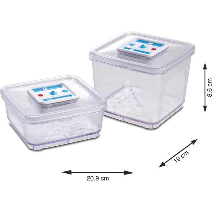 Набір контейнерів для вакуумного пакувальника Solis, 2 шт. вакуумна банка 1000 2800 мл, квадратний вакуумний контейнер для вакуумного пакувальника з індикатором дати та вакууму