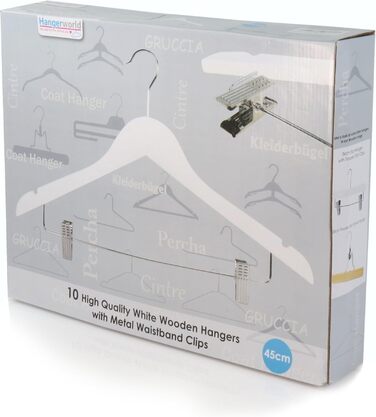 Білих вішалок для одягу на затискачах 45 см Дерев&39яні вішалки для одягу з затискачами Вішалки з затискачами, 10