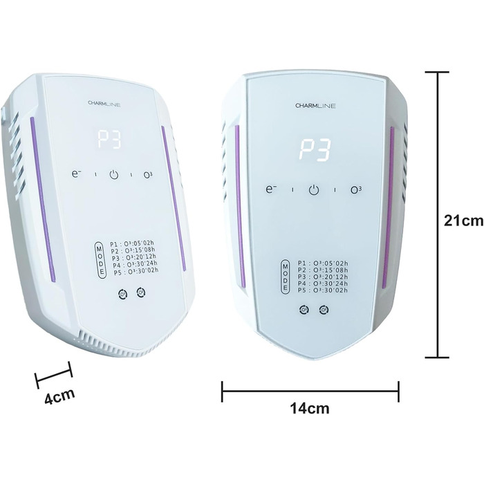 Очищувач повітря Charmline з озоном і негативними іонами, знищувач запахів, озоновий очищувач повітря, іонізатор для кімнат, генератор озону для квартир, кухонь, ванних кімнат, кімнат для тварин
