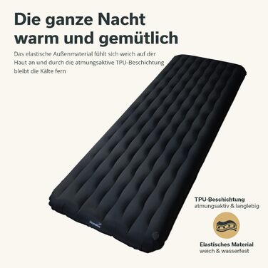 Килимок Skandika Elite/Exclusive Air для сну на одинарний/двоспальний ліжку Надувний матрац, невеликий розмір у пачці, високопродуктивний клапан, килимок для сну на вулиці, надлегкий, надзвичайно товстий, сумка для перенесення для кемпінгу та походів, ант