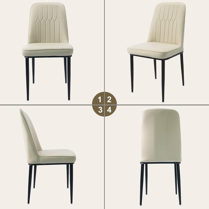 Обідні стільці, комплект з 2 шт. з оббивкою зі штучної шкіри, ергономічне крісло для їдальні, висока спинка, зручне м&39яке крісло, сучасне кухонне крісло, білий колір