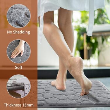 Комплект килимків для ванної, 4 предмети, нековзний, килимок для ванної, що прається, килимок для ванної з піни з ефектом пам&39яті, сірий килимок для ванної, килимок для ванної 50x80 см, 50x120 см, 50x50 см, 60x40 см