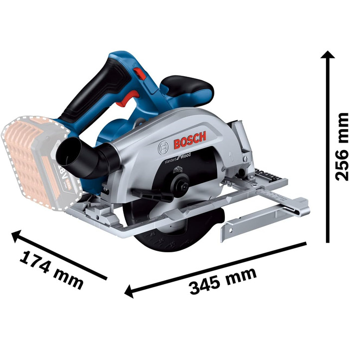 Акумуляторна дискова пила Bosch Professional 18V System GKS 18V 57-2 (пиляльний диск 165 мм, глибина різання 57 мм, без акумулятор