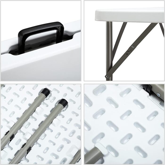 Розкладний стіл HollyHOME, квадратний, 87 см, кемпінговий стіл, розкладний стіл, водонепроникний, садовий стіл, балконний стіл, портативний розкладний стіл, обідній стіл для кухні, барбекю, кейтерингу, вечірки, білий, 87 см * 87 см