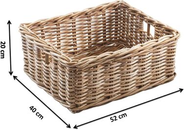 Кошик Kobolo з ротанга, полиця для зберігання - квадратний - ротанг - кубу сірий - великий - 52x40x20 см