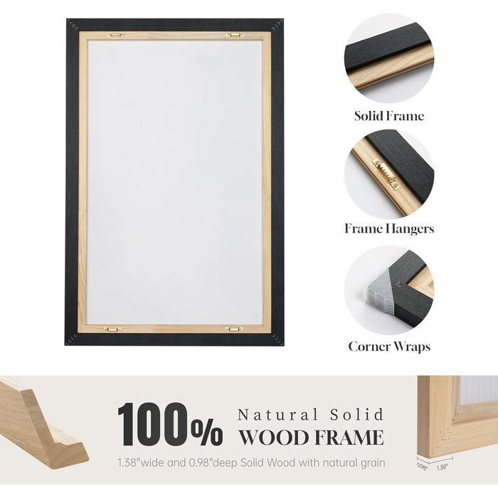 Чорно-біле абстрактне настінне мистецтво в стилі бохо в рамці, 3 шт. сучасні бежеве полотно, картини-витвори мистецтва для стін, чорні геометричні картини для вітальні, спальні, коридору, офісу, настінний декор 16x24 дюймів, 16&39 Ш x 24&39 В x 3 шт. геом